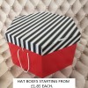 Black and White Lid, Red Base Hatboxes